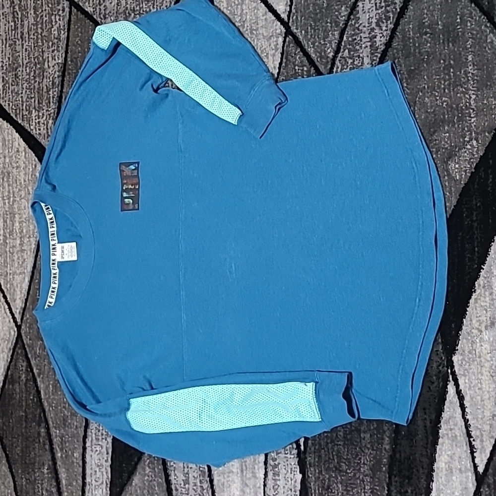 VS PINK 2015 Shine Logo Mesh Details Crew Shirt PRICE FIRM